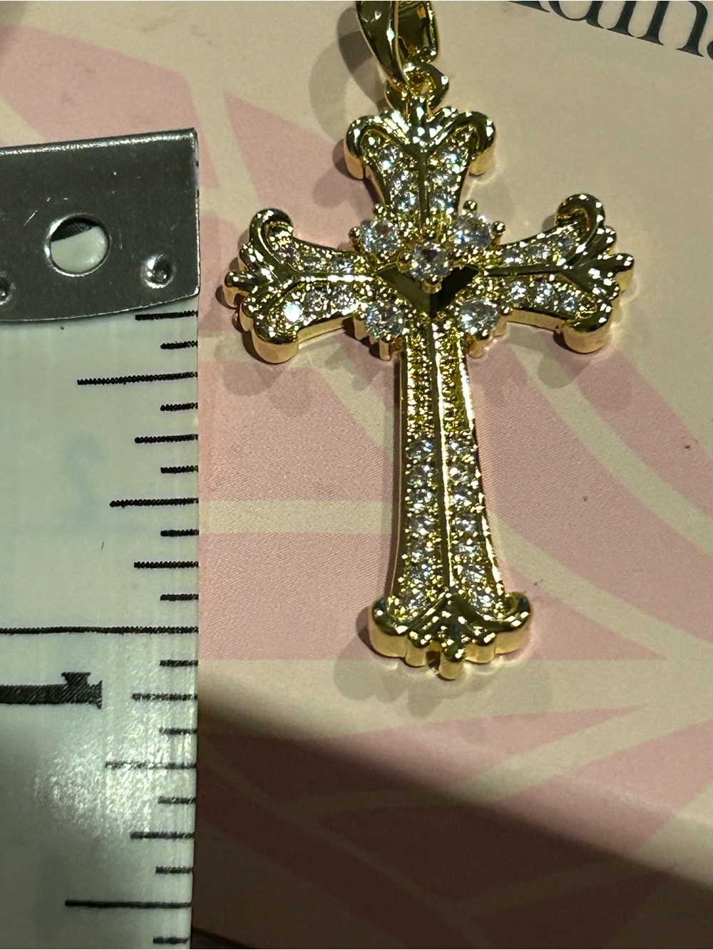 Adina Eden Gold CZ Cross Pendant & 18 Inch Gold Plated Chain - Picture 4 of 5